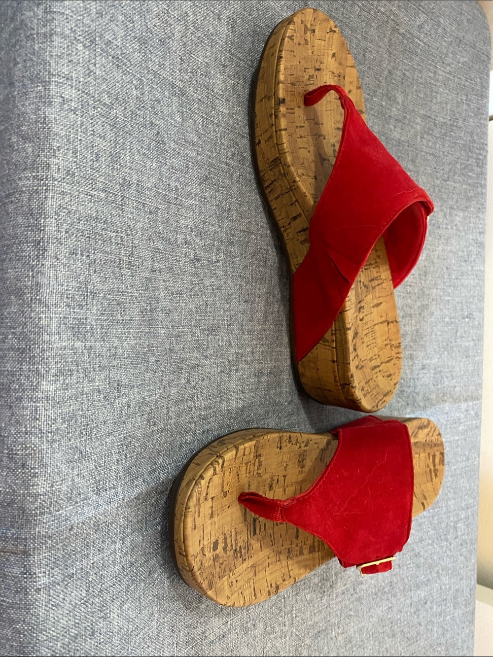 Vionic Red Cork Wedge Thong Sandals